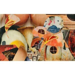 Original Art Collage "Kittens" Postcard Handmade Signed OOAK Paper 6" x 4"